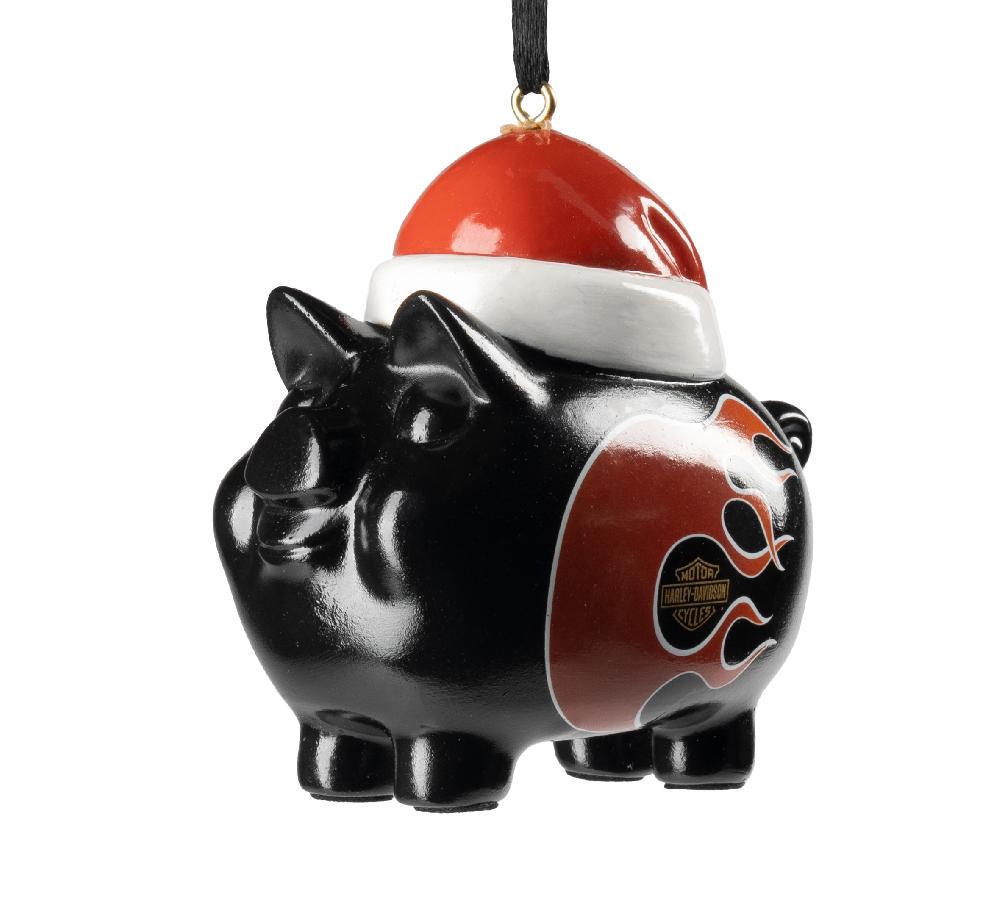 harley Santa Hog Flame Ornament