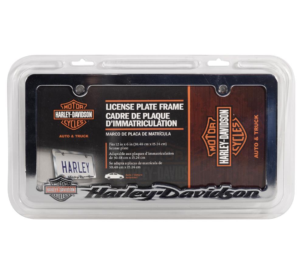 Harley Script Chrome Auto License Frame