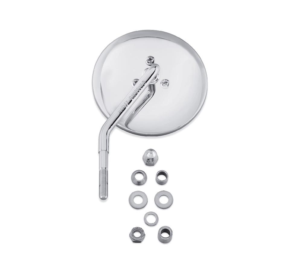 harley Short Stem One-Piece Round Mirror - Left Side