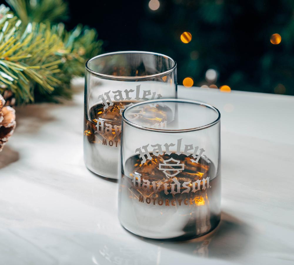 Harley Silver Ombre Rocks Glass Set Of 2