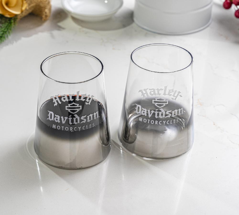 Harley Silver Ombre Stemless Wine Glass Set Of 2