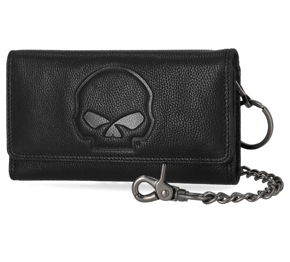 Harley Skull Embossed Trucker Chain Wallet