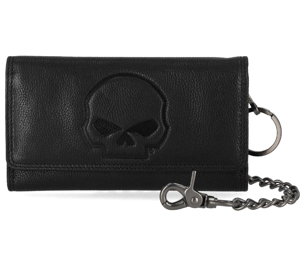 harley Skull Embossed Trucker Chain Wallet