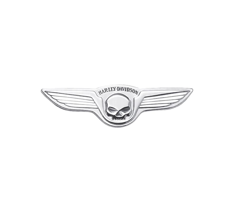 harley Skull with Wings Chrome Medallion