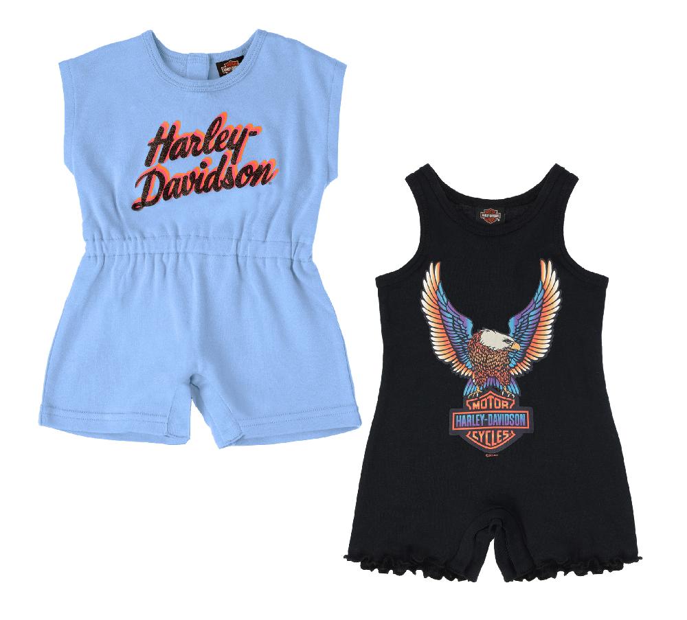 Harley Toddler Girls 2 Pack Rompers