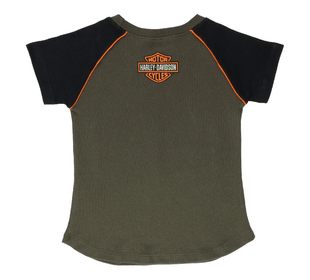 Harley Toddler Girls Camo Raglan Tee