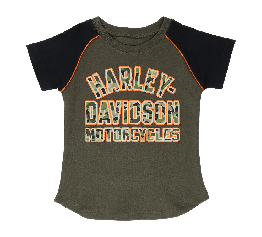 harley Toddler Girls Camo Raglan Tee
