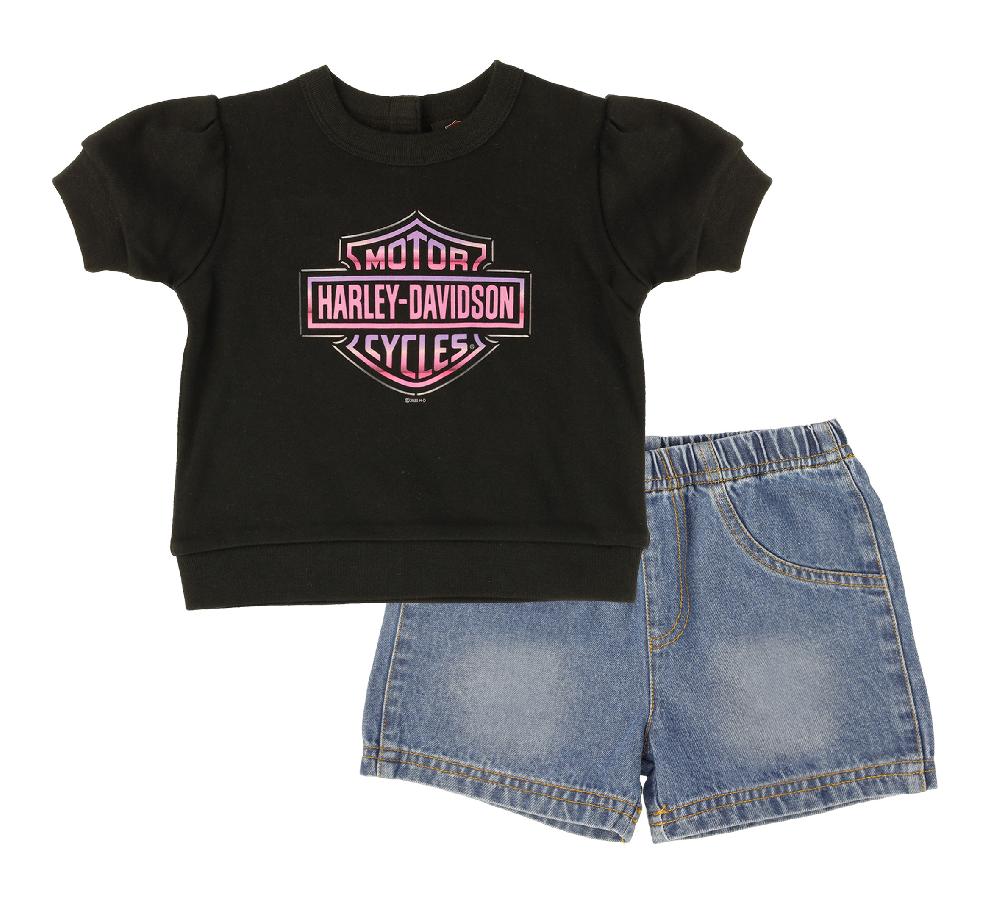harley Toddler Girls Denim Short Set