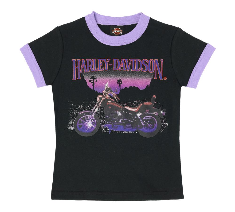 harley Toddler Girls Ribbed Ringer Tee