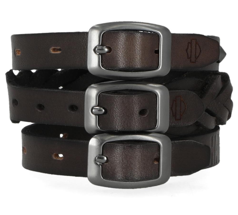 harley Traditional 3 Leather Cuff Set
