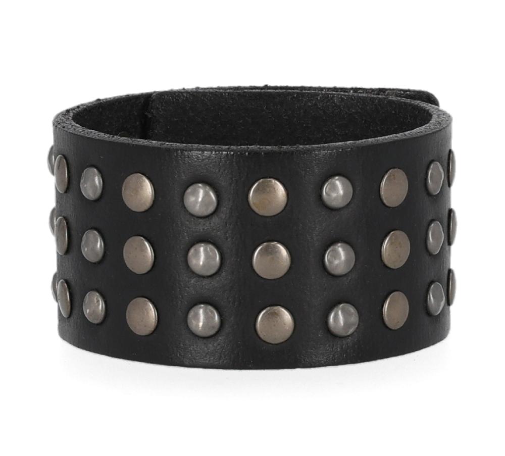 Harley Triple Row Stud Leather Cuff S/M Black