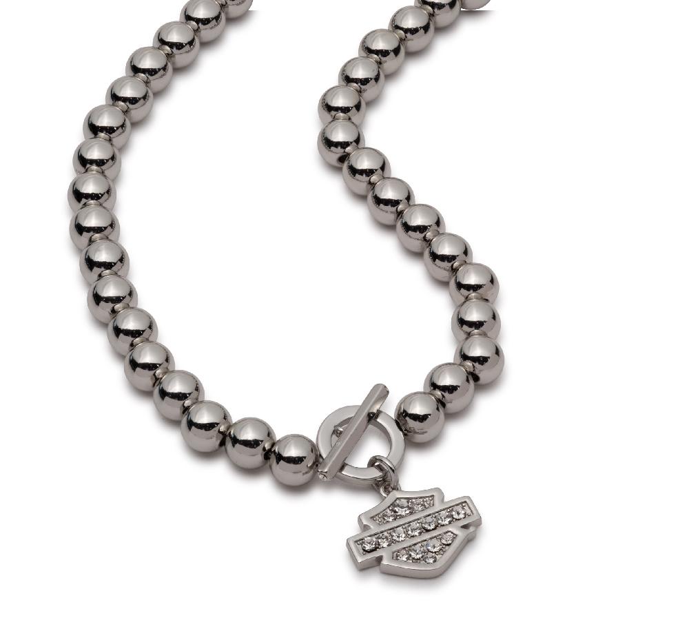 Harley Women's 16" Bar & Shield Bead Toggle Necklace