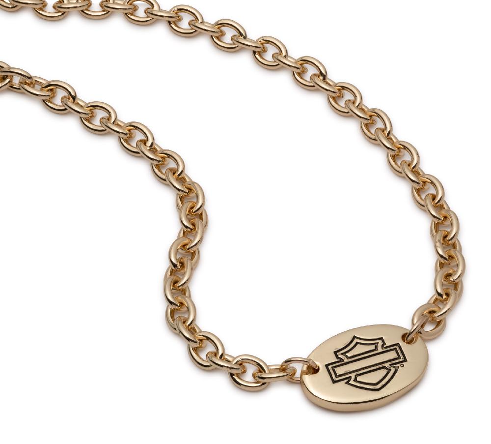 Harley Women's 16" Oval Chain Bar & Shield Necklace