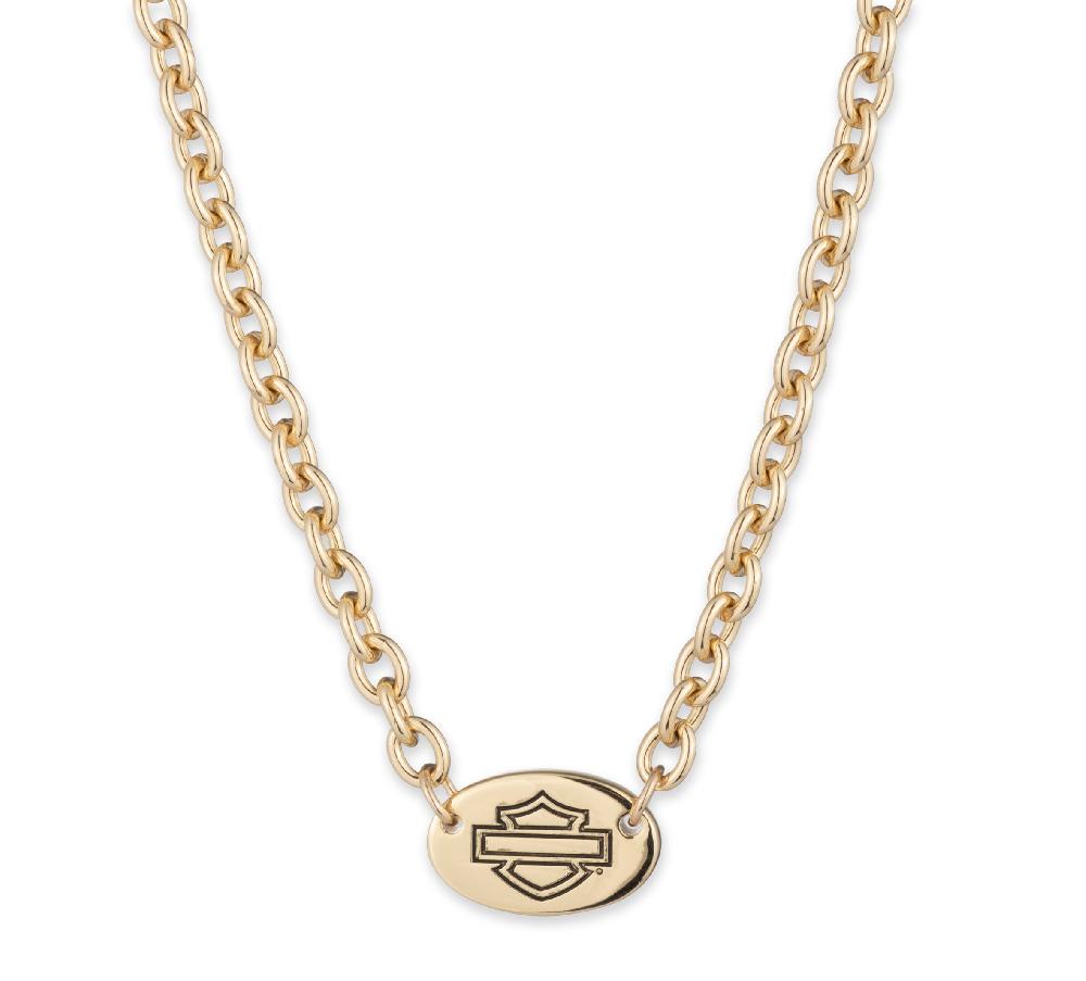 harley Women's 16" Oval Chain Bar & Shield Necklace