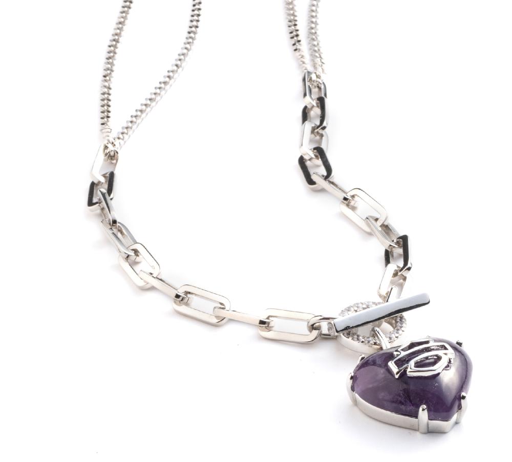 Harley Women's 24" Amethyst Heart Necklace