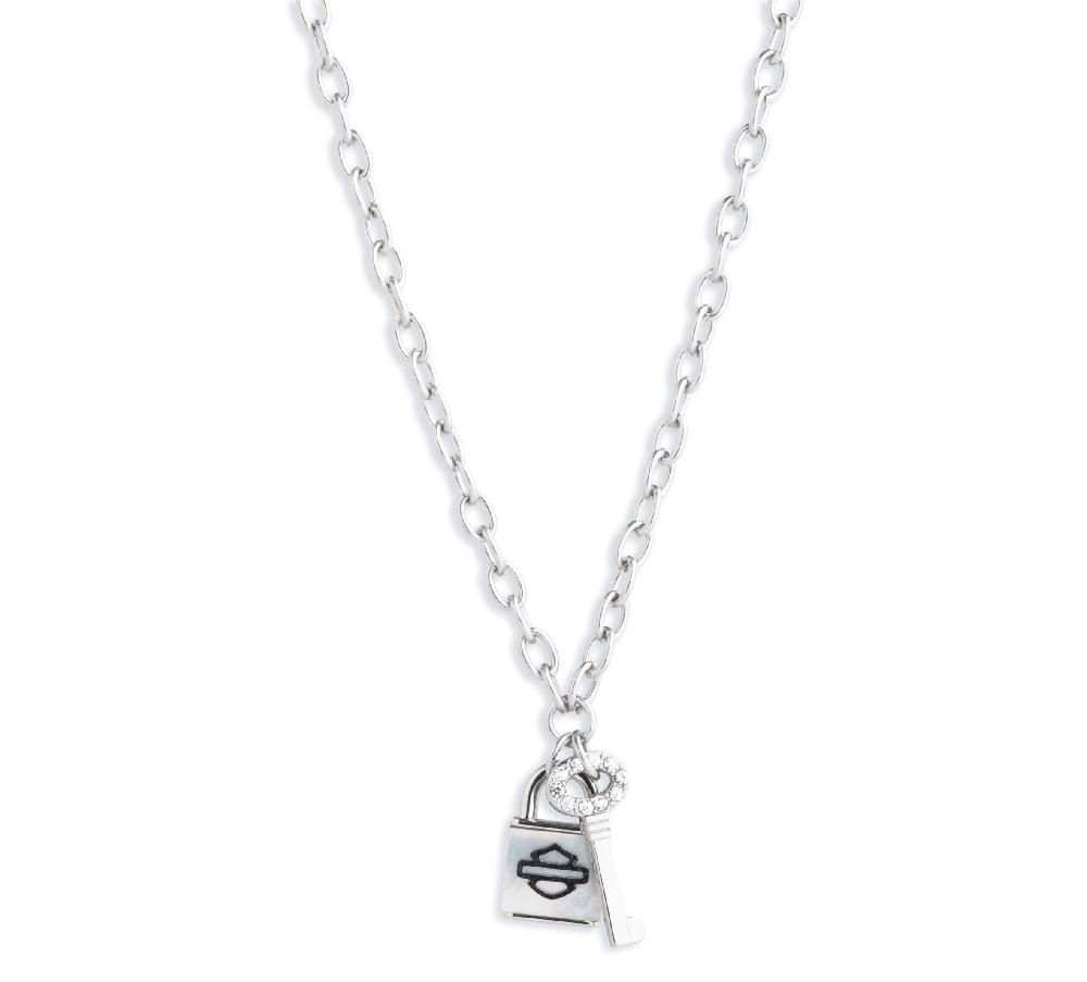 harley Women's 24" Necklace with Lock & Key Charms