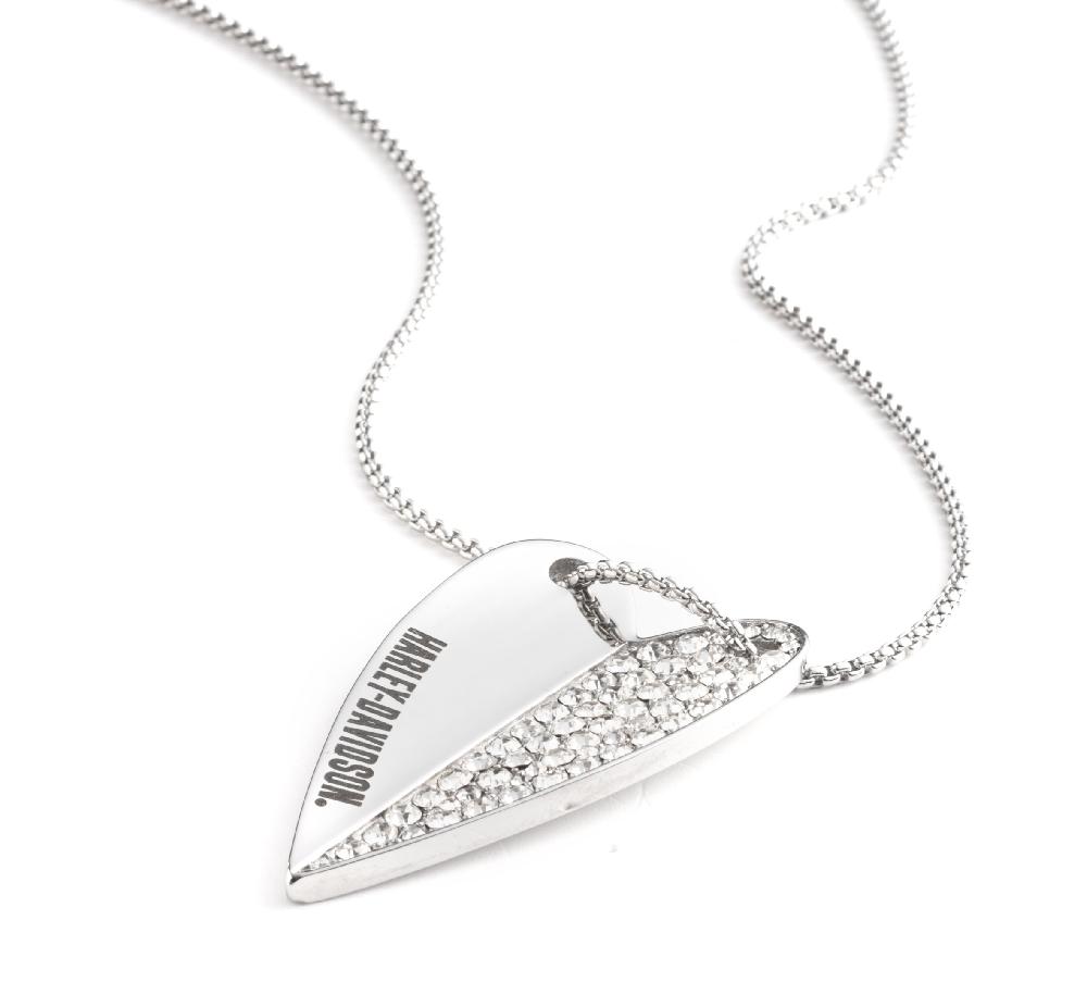 Harley Women's 28" H-D Half Pavé Heart Necklace