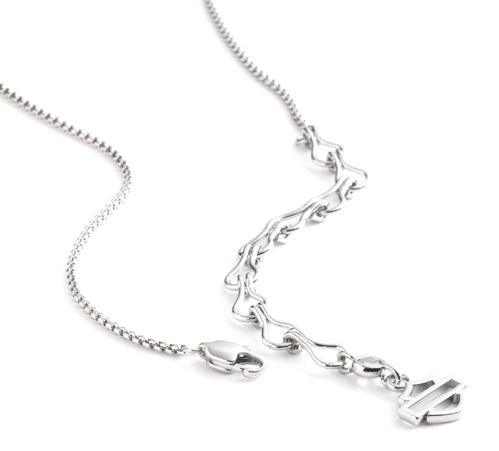 Harley Women's 28" H-D Half Pavé Heart Necklace