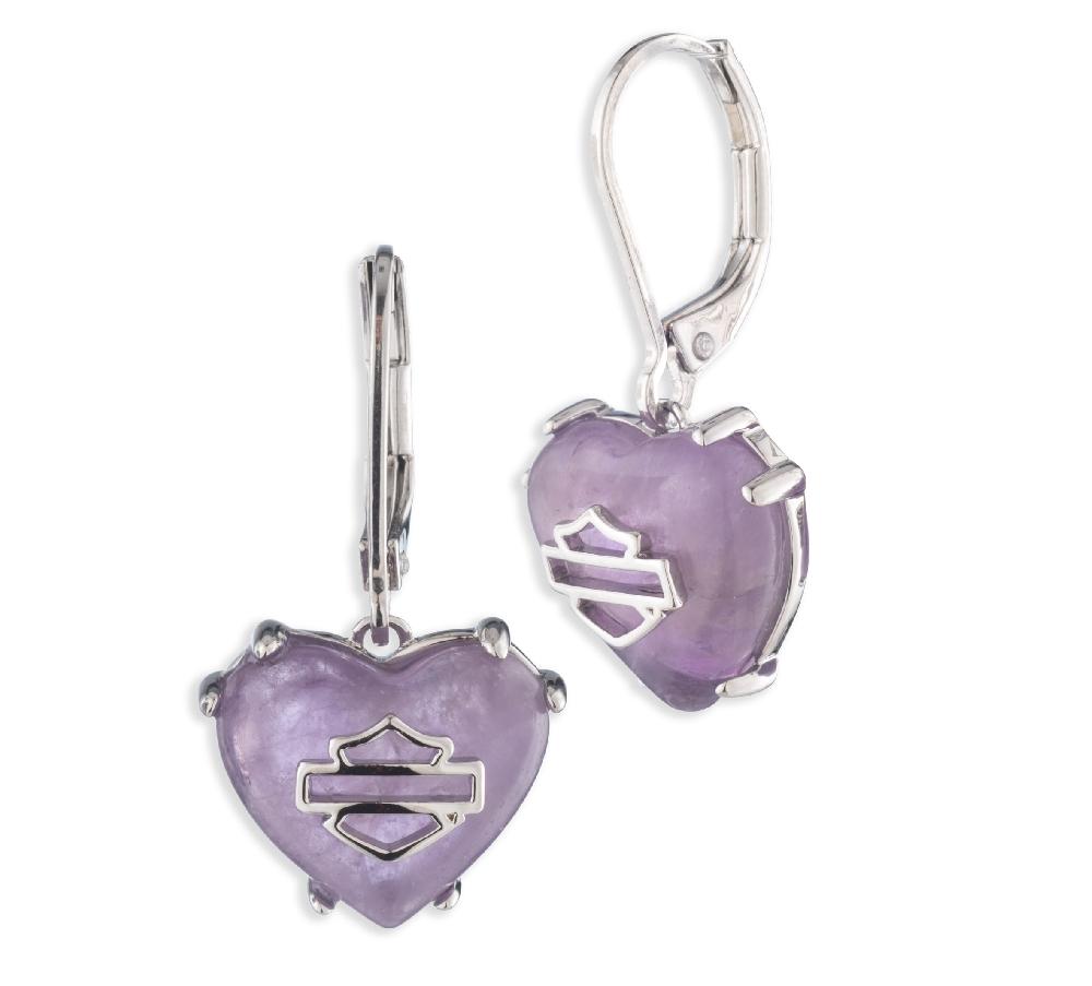 harley Women's Amethyst Heart Earrings