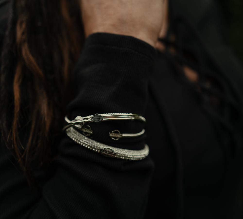 Harley Women's Bar & Shield Hinged Cuff Bracelet