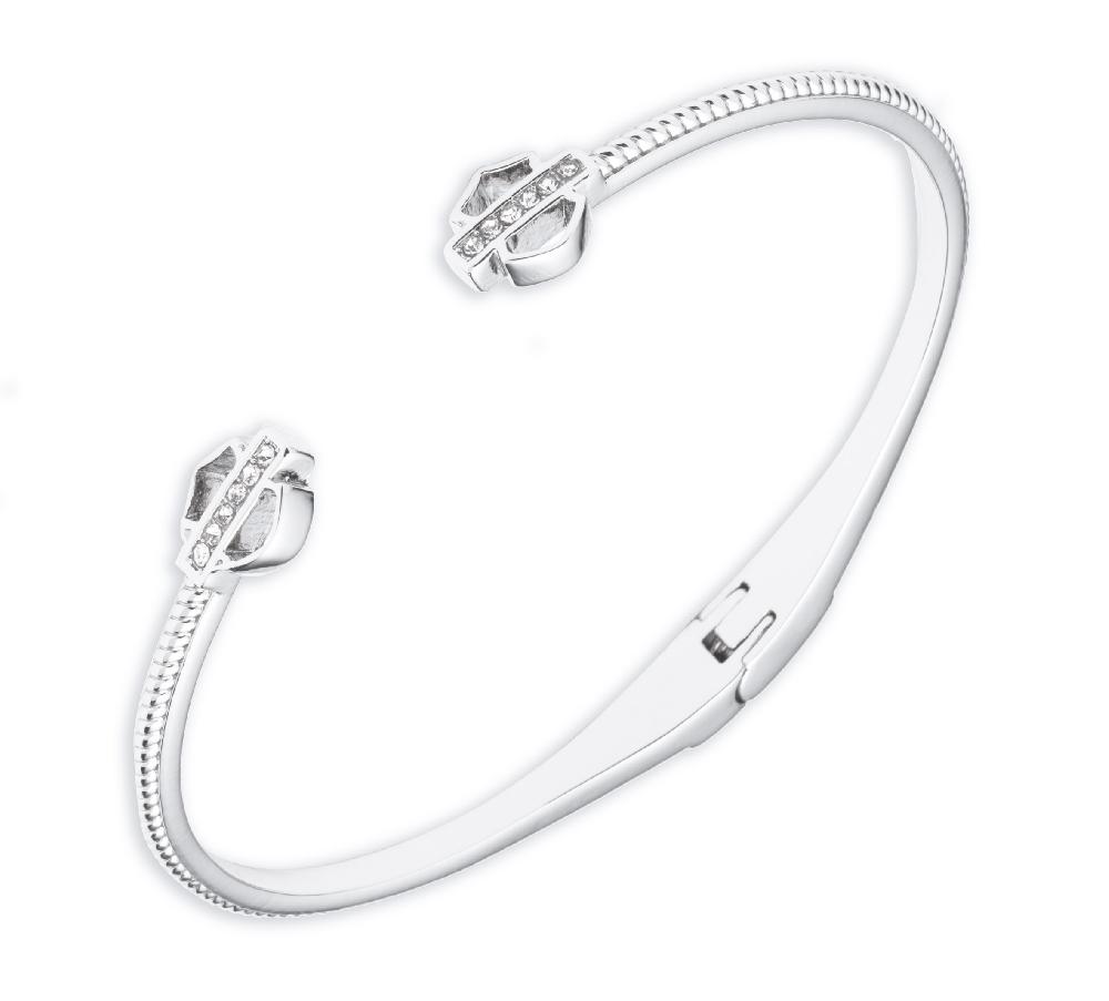 harley Women's Bar & Shield Hinged Cuff Bracelet