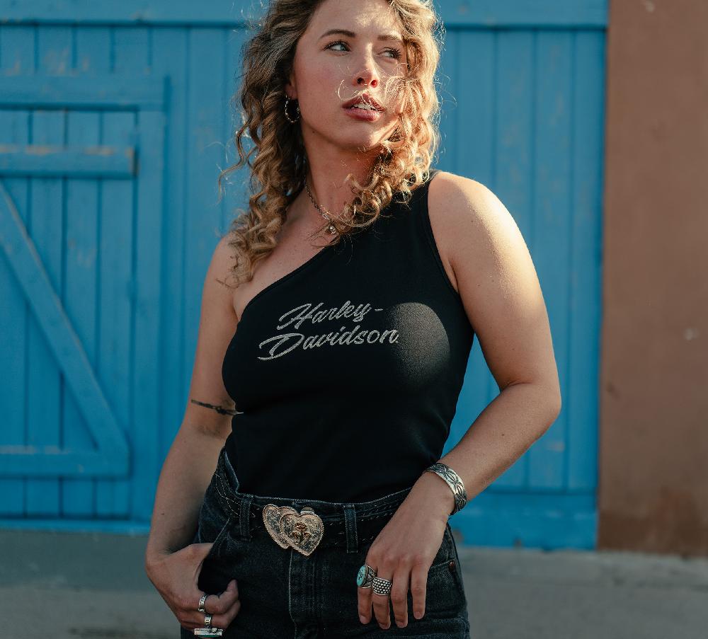 Harley Women's Essential Bling One Shoulder Top