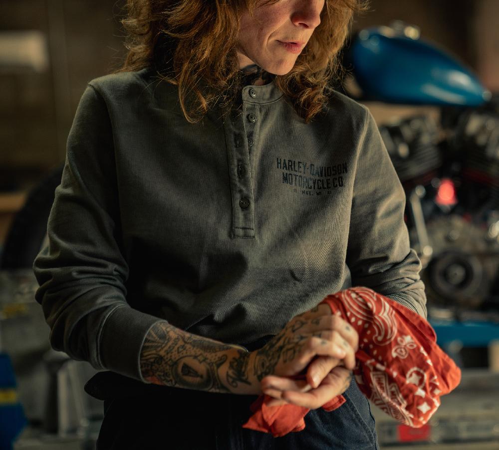 Harley Women's HDMC Henley Long Sleeve Top