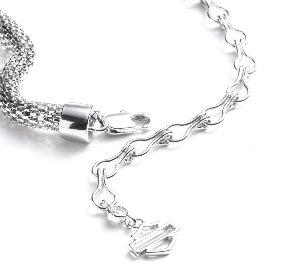 Harley Women's Mesh Bar & Shield Logo Charm Necklace