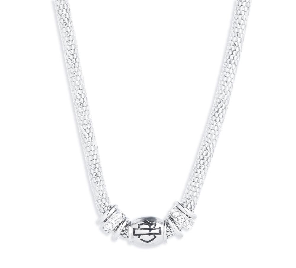 harley Women's Mesh Bar & Shield Logo Charm Necklace
