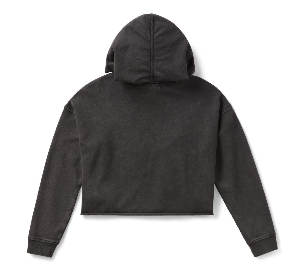 Harley Women's Neon Eagle Cropped Pullover Hoodie