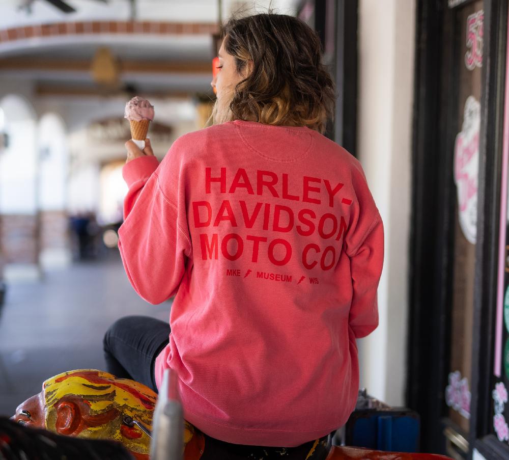 Harley Women's Oversized H-D Moto Co. Print Crew