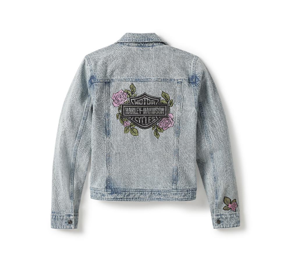 Harley Women's Rose & Thorn Bling Denim Jacket