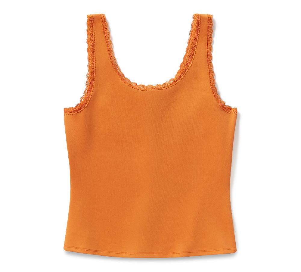 Harley Women's Vintage Flames Bling Lace Trim Tank