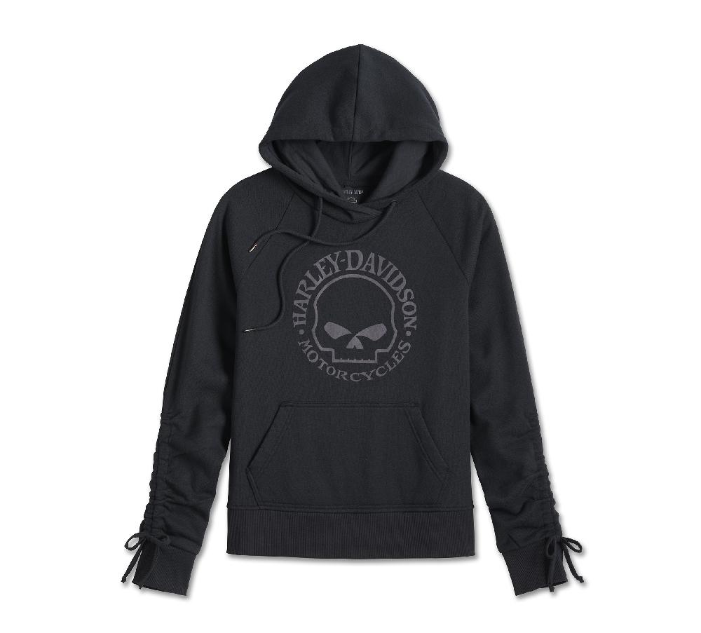 harley Women's Willie G ® Skull Tie Sleeve Hoodie