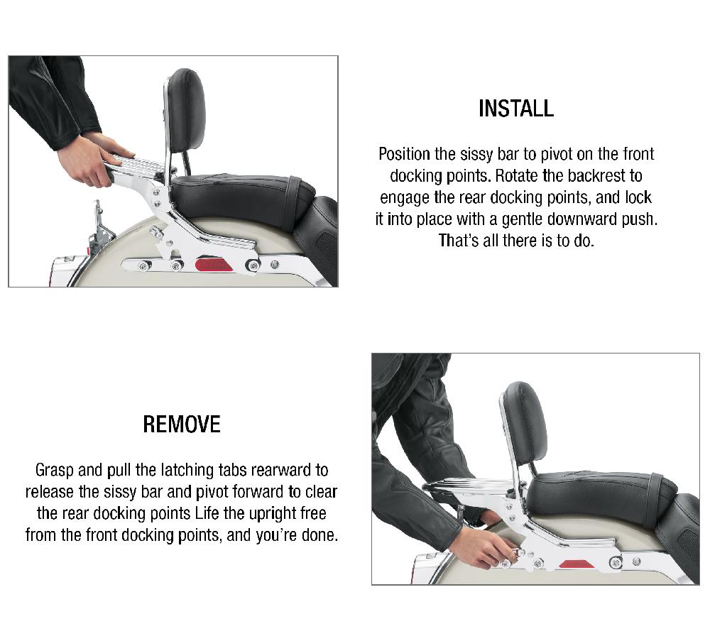 Harley HoldFast Sissy Bar Upright - Standard Height - Gloss Black