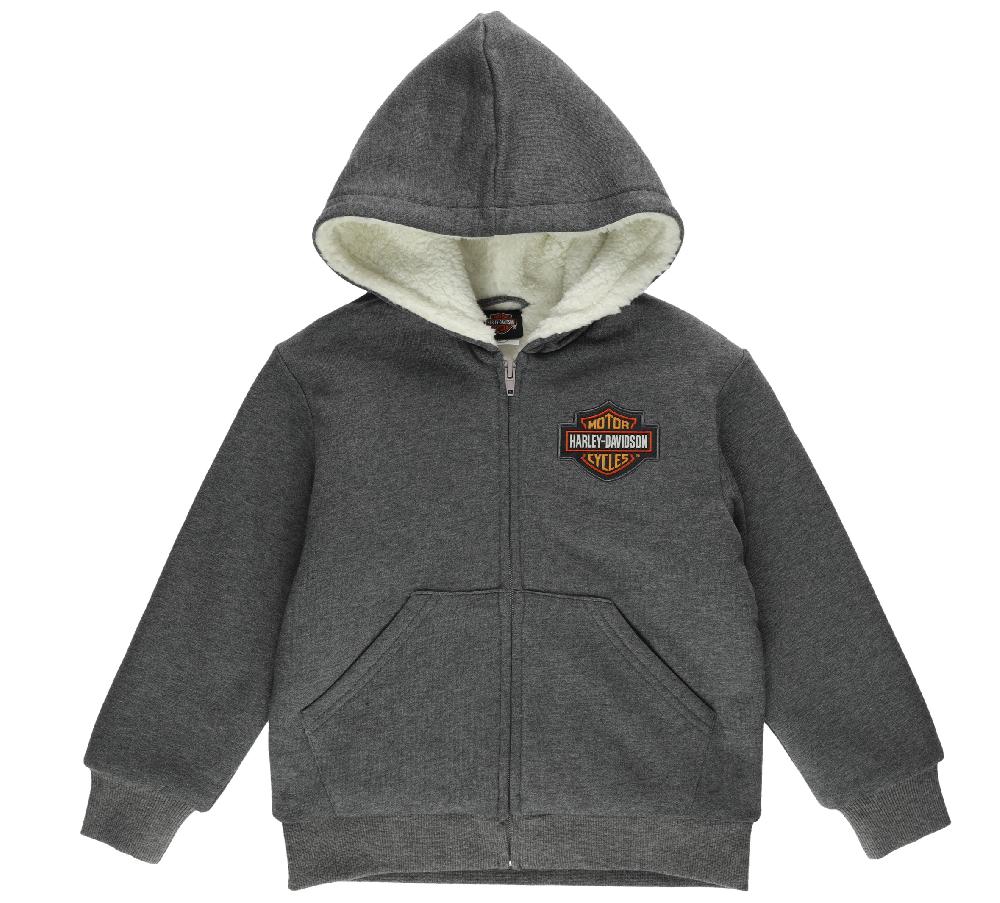 harley Hoodie - Big Boys Bar & Shield Sherpa Lined Fleece
