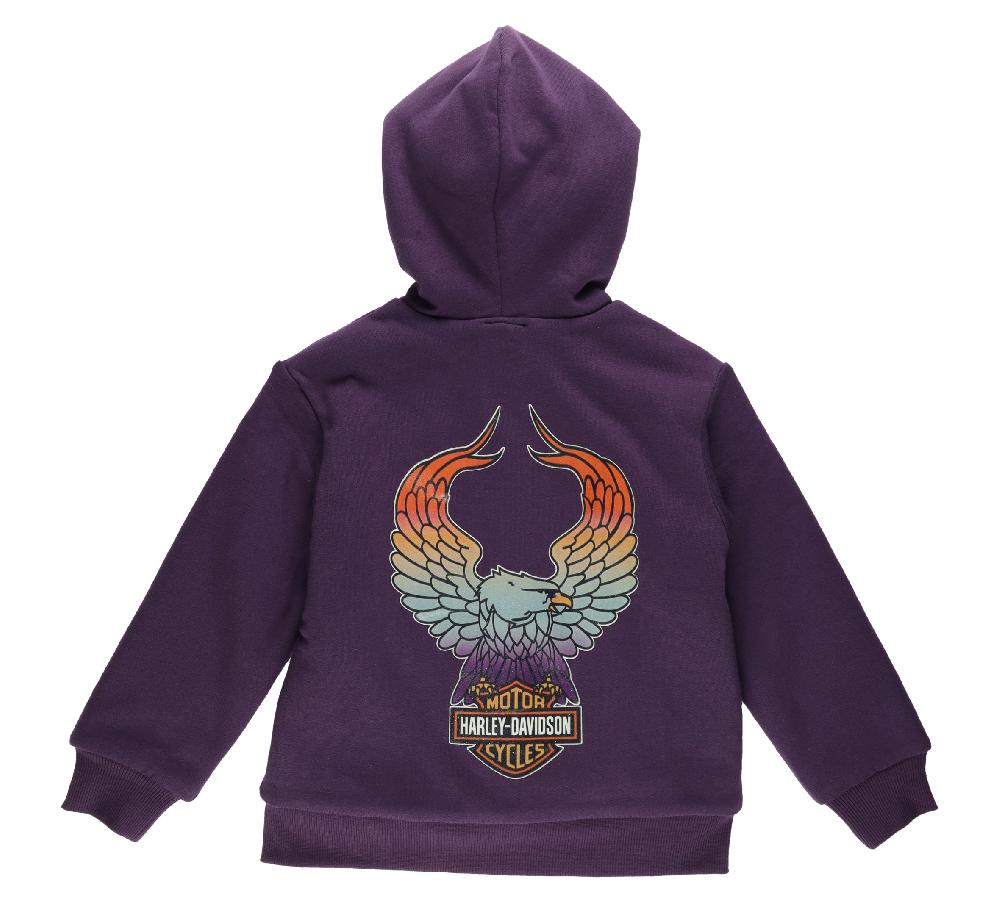 Harley Hoodie - Big Girls Bar & Shield Sherpa Lined Fleece