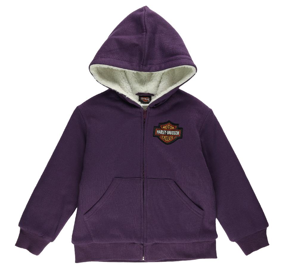 harley Hoodie - Toddler Girls Bar & Shield Sherpa Lined Fleece
