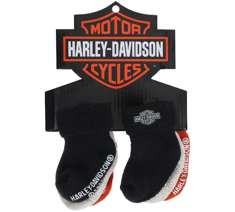 Harley Infant Boy's 3 Pack Sock's In Black / Orange / Dusty Cream