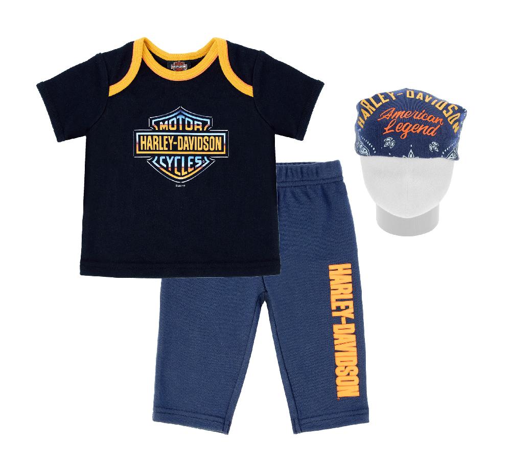 harley Infant Boys 3 Piece Interlock Hanging Gift Set