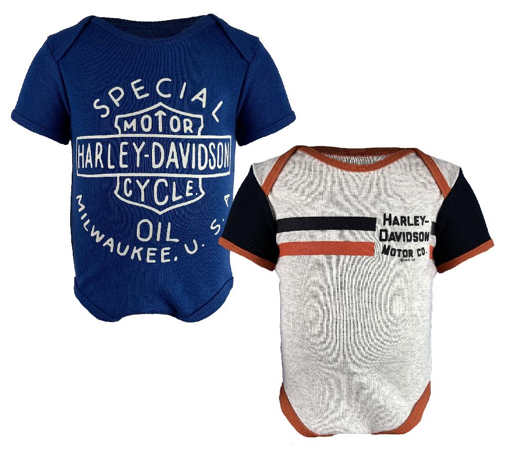 harley Infant Ribbed 2 Pack Bodysuits - Navy/Vintage Cream