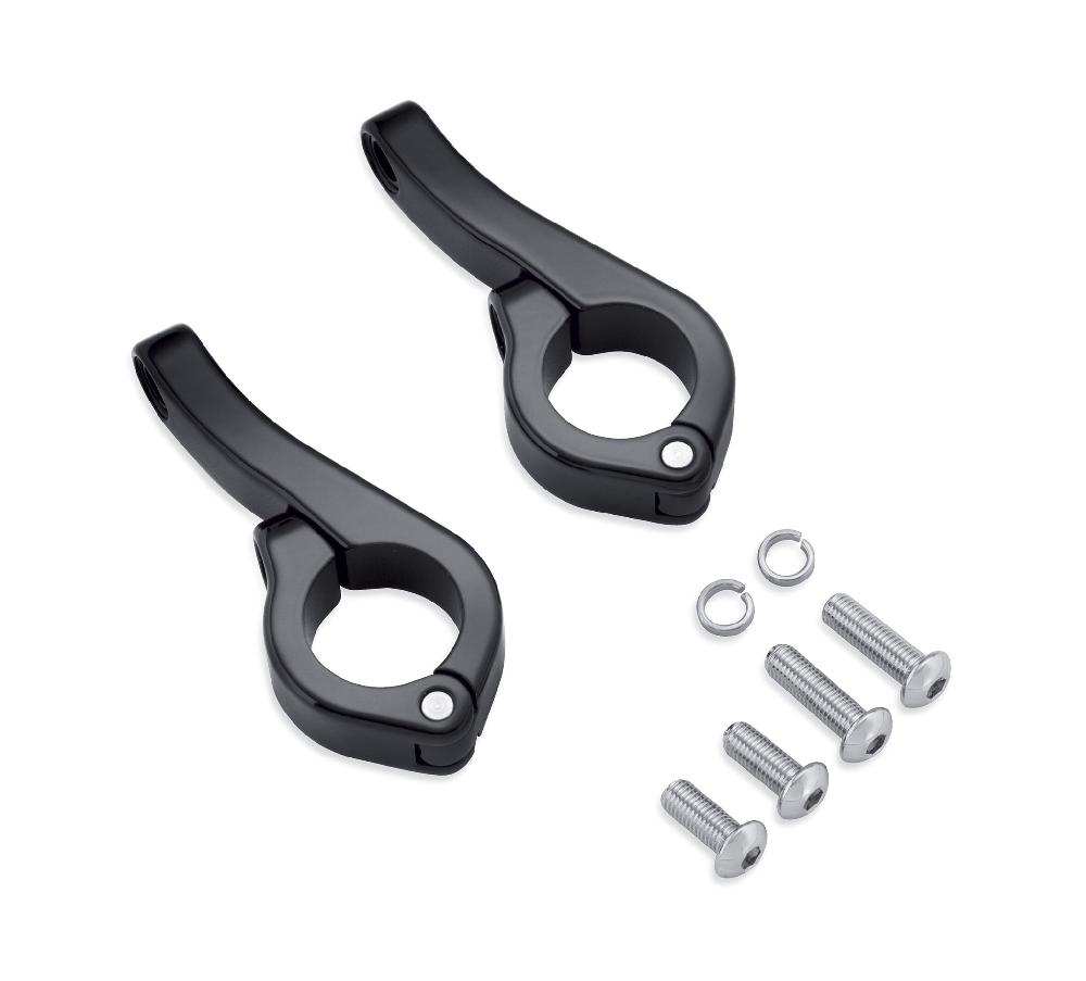 harley LED Fog Lamp Engine Guard Clamp Kit - Gloss Black