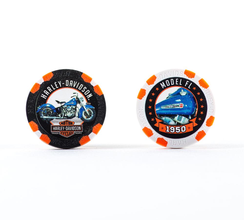 harley Limited Edition: Vintage Collectable Poker Chips Series 11 1950 Model FL