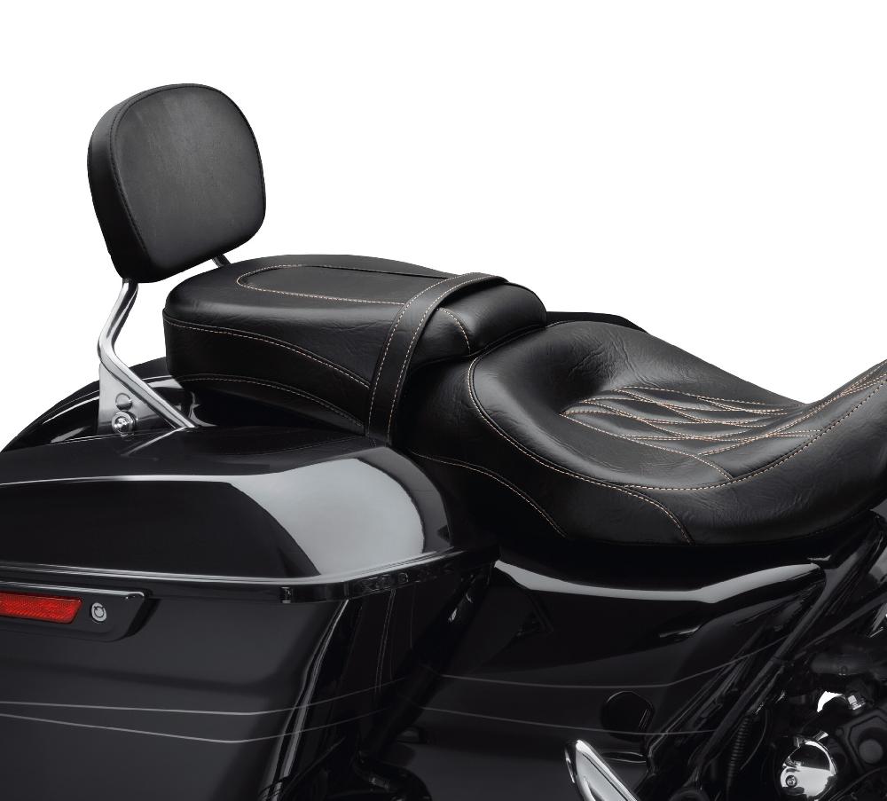harley Low-Profile Passenger Pillion – Black Diamond with Toast Stitching