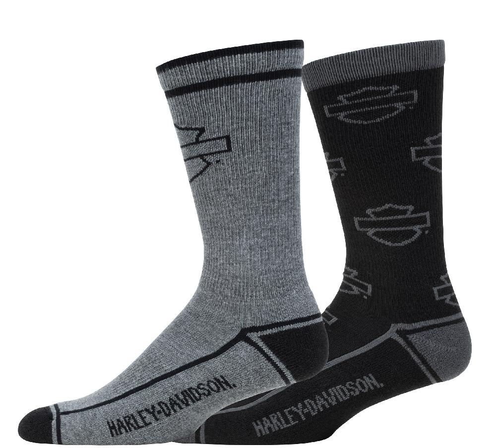 Harley Men's 2 Pack Open Bar & Shield ULTRA DRI Crew Socks