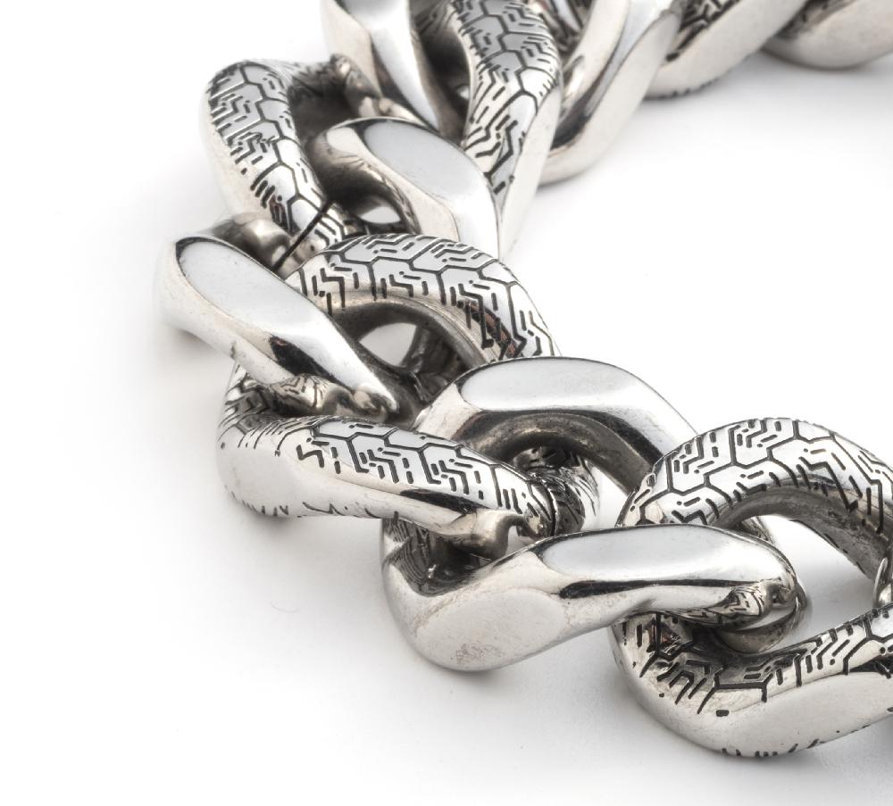 Harley Men's 9" Bar & Shield Tire Track Chain Bracelet