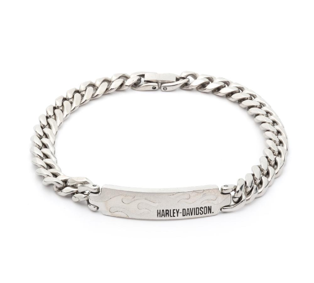 harley Men's 9" Harley-Davidson® Etched Flame Flex Bracelet