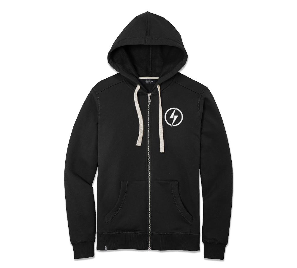 harley Men's Bar & Shield Lightning Bolt Lightweight Full Zip Hoodie