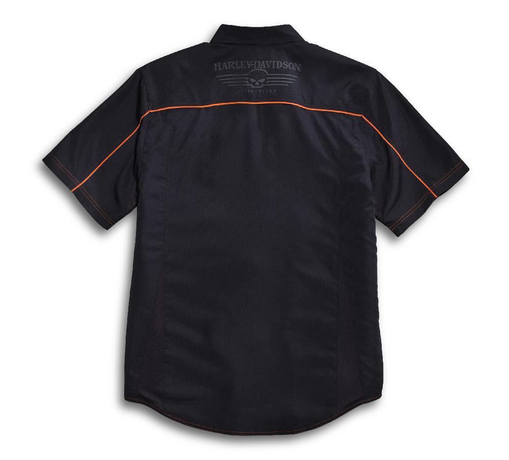 Harley Men's Black Vented Performance Wille G Skull Shirt