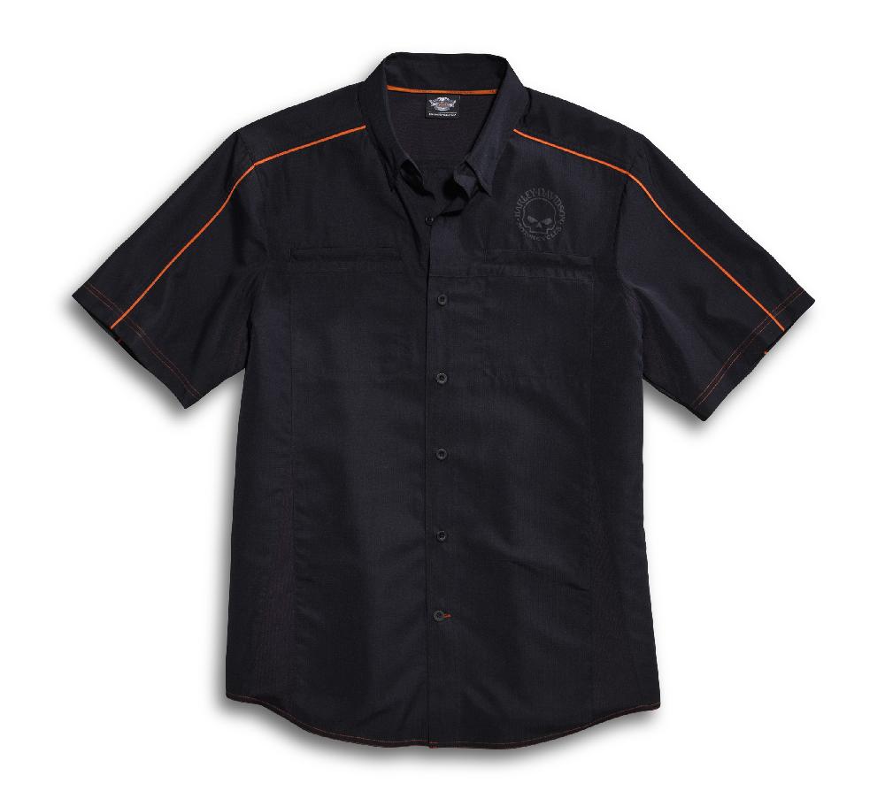 harley Men's Black Vented Performance Wille G Skull Shirt